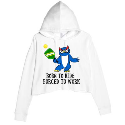 Pickleball Owl Forced To Work SKY Crop Fleece Hoodie