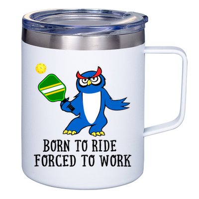 Pickleball Owl Forced To Work SKY 12oz Stainless Steel Coffee Mug