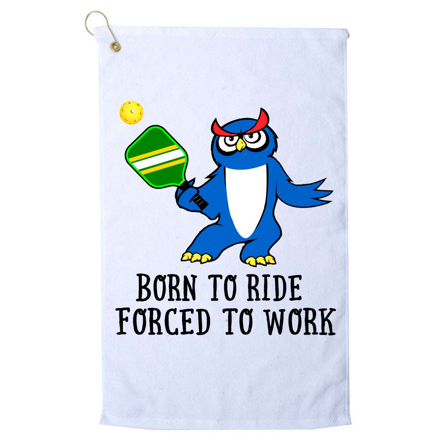 Pickleball Owl Forced To Work SKY Golf Towel