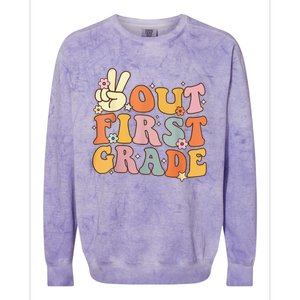 Peace Out First Grade Last Day of School 1st Grade Colorblast Crewneck Sweatshirt