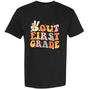 Peace Out First Grade Last Day of School 1st Grade Garment-Dyed Heavyweight T-Shirt