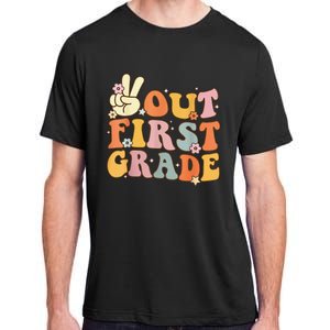 Peace Out First Grade Last Day of School 1st Grade Adult ChromaSoft Performance T-Shirt