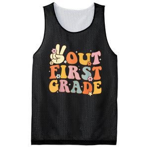 Peace Out First Grade Last Day of School 1st Grade Mesh Reversible Basketball Jersey Tank