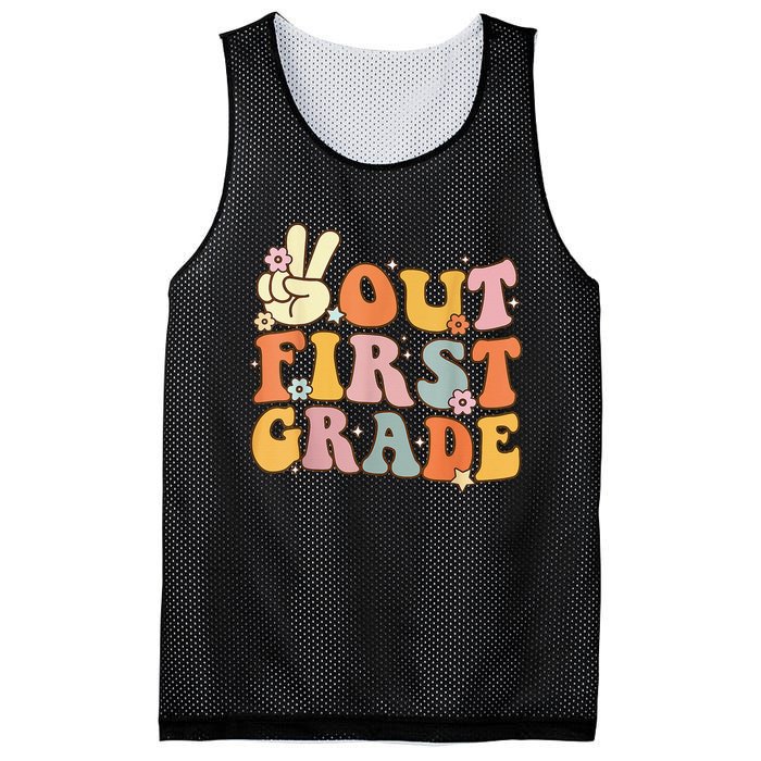 Peace Out First Grade Last Day of School 1st Grade Mesh Reversible Basketball Jersey Tank