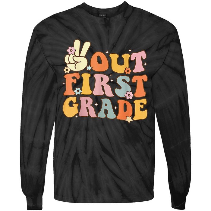 Peace Out First Grade Last Day of School 1st Grade Tie-Dye Long Sleeve Shirt