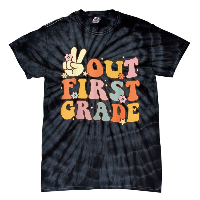 Peace Out First Grade Last Day of School 1st Grade Tie-Dye T-Shirt