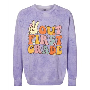 Peace Out First Grade Last Day Of School 1st Grade Colorblast Crewneck Sweatshirt