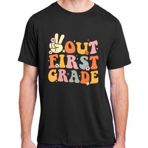 Peace Out First Grade Last Day Of School 1st Grade Adult ChromaSoft Performance T-Shirt