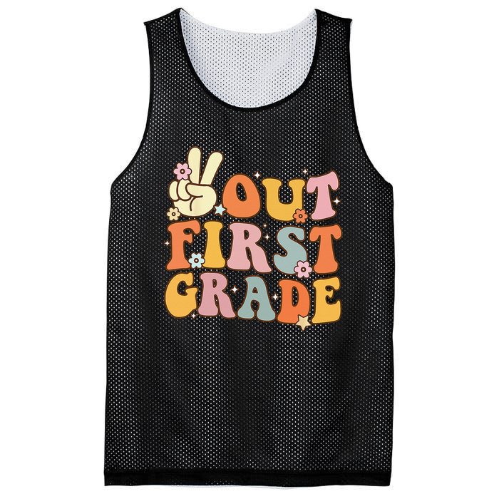 Peace Out First Grade Last Day Of School 1st Grade Mesh Reversible Basketball Jersey Tank