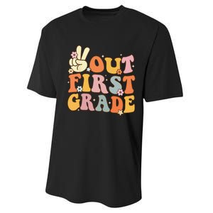 Peace Out First Grade Last Day Of School 1st Grade Performance Sprint T-Shirt