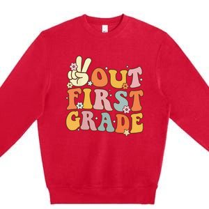 Peace Out First Grade Last Day Of School 1st Grade Premium Crewneck Sweatshirt