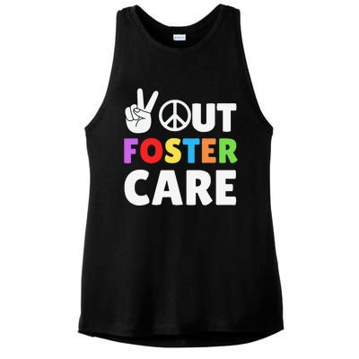 Peace Out Foster Care Parent Adoption Announcement Day Ladies PosiCharge Tri-Blend Wicking Tank