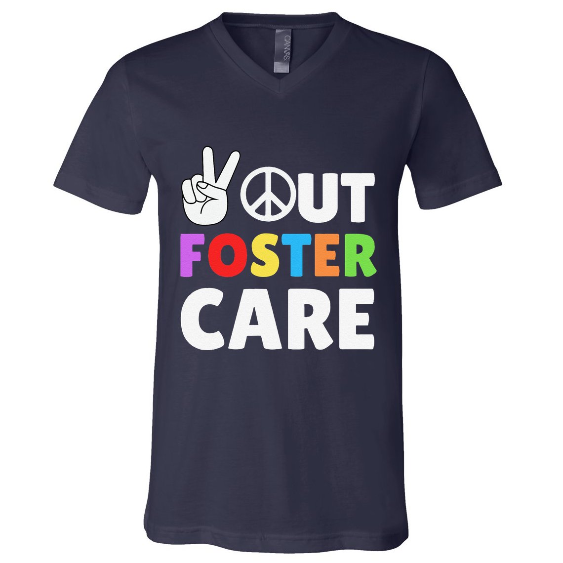 Peace Out Foster Care Parent Adoption Announcement Day V-Neck T-Shirt