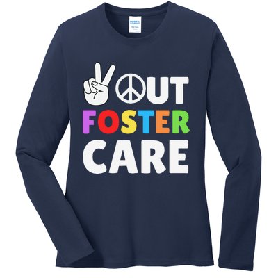 Peace Out Foster Care Parent Adoption Announcement Day Ladies Long Sleeve Shirt