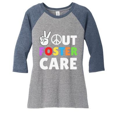 Peace Out Foster Care Parent Adoption Announcement Day Women's Tri-Blend 3/4-Sleeve Raglan Shirt