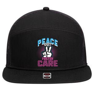 Peace Out Foster Care Modern Adoption Day Gotcha Family Cute Gift 7 Panel Mesh Trucker Snapback Hat