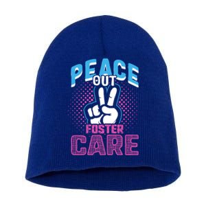 Peace Out Foster Care Modern Adoption Day Gotcha Family Cute Gift Short Acrylic Beanie