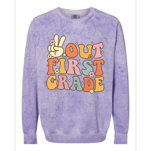 Peace Out First Grade Last Day of School 1st Grade Colorblast Crewneck Sweatshirt