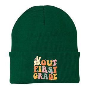 Peace Out First Grade Last Day of School 1st Grade Knit Cap Winter Beanie