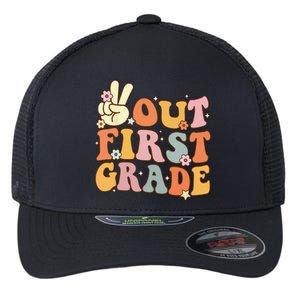 Peace Out First Grade Last Day of School 1st Grade Flexfit Unipanel Trucker Cap