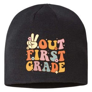 Peace Out First Grade Last Day of School 1st Grade Sustainable Beanie