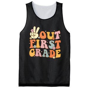 Peace Out First Grade Last Day of School 1st Grade Mesh Reversible Basketball Jersey Tank