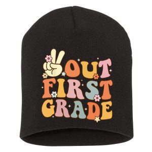 Peace Out First Grade Last Day of School 1st Grade Short Acrylic Beanie