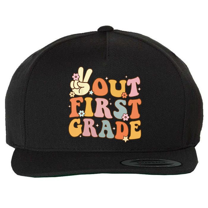 Peace Out First Grade Last Day of School 1st Grade Wool Snapback Cap