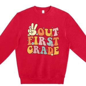 Peace Out First Grade Last Day of School 1st Grade Premium Crewneck Sweatshirt