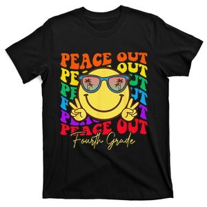 Peace Out Fourth Grade Graduation Smile Retro Face T-Shirt