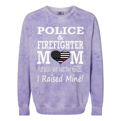 Police Officer Firefighter Fireman Mom Mother Colorblast Crewneck Sweatshirt