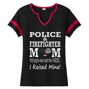 Police Officer Firefighter Fireman Mom Mother Ladies Halftime Notch Neck Tee