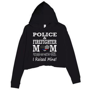 Police Officer Firefighter Fireman Mom Mother Crop Fleece Hoodie