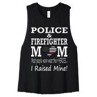 Police Officer Firefighter Fireman Mom Mother Women's Racerback Cropped Tank