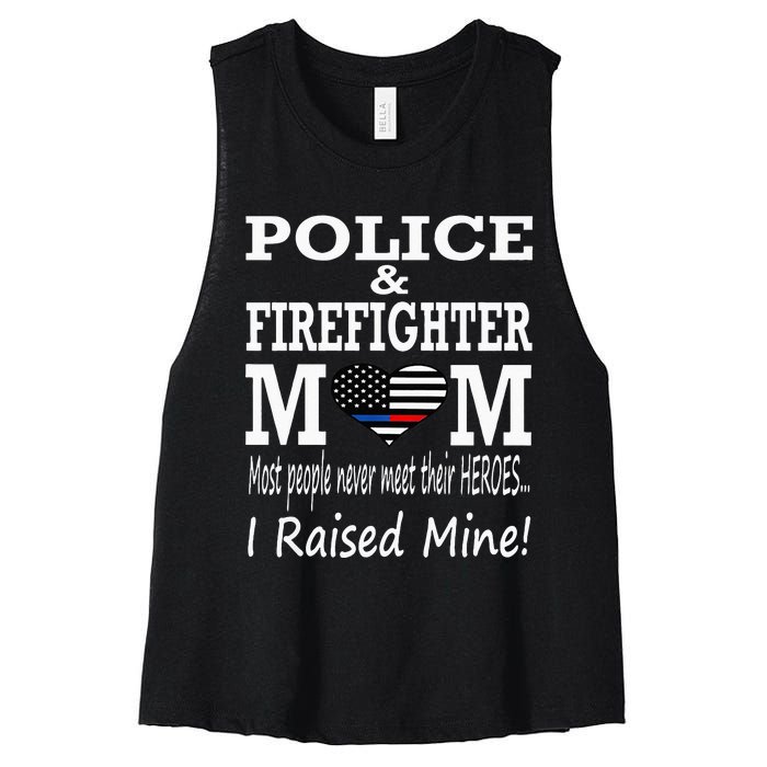 Police Officer Firefighter Fireman Mom Mother Women's Racerback Cropped Tank