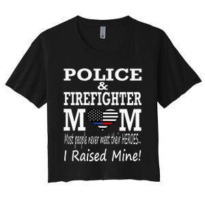 Police Officer Firefighter Fireman Mom Mother Women's Crop Top Tee