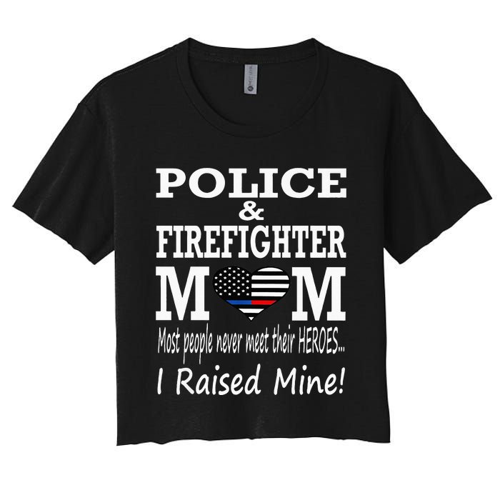 Police Officer Firefighter Fireman Mom Mother Women's Crop Top Tee