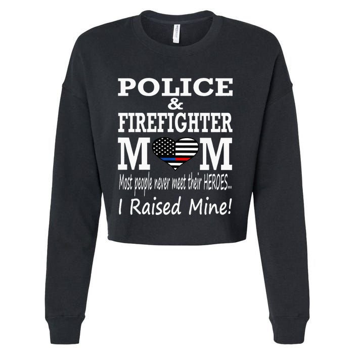 Police Officer Firefighter Fireman Mom Mother Cropped Pullover Crew