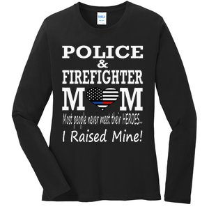 Police Officer Firefighter Fireman Mom Mother Ladies Long Sleeve Shirt