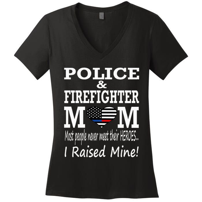 Police Officer Firefighter Fireman Mom Mother Women's V-Neck T-Shirt