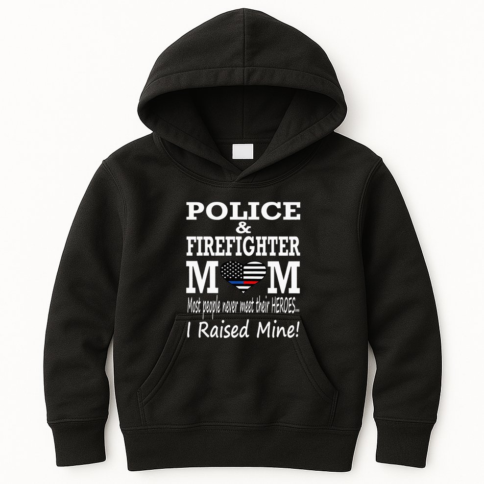 Police Officer Firefighter Fireman Mom Mother Kids Hoodie