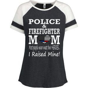 Police Officer Firefighter Fireman Mom Mother Enza Ladies Jersey Colorblock Tee