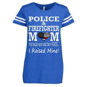 Police Officer Firefighter Fireman Mom Mother Enza Ladies Jersey Football T-Shirt