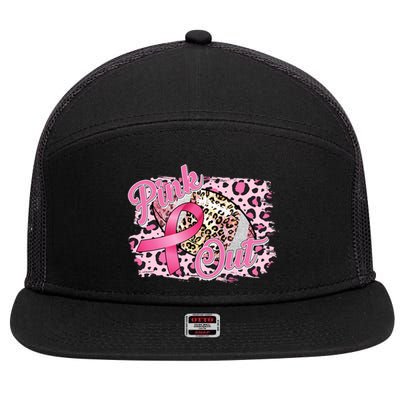 Pink Out Football Breast Cancer Awareness 7 Panel Mesh Trucker Snapback Hat