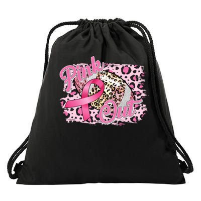 Pink Out Football Breast Cancer Awareness Drawstring Bag