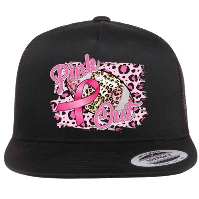 Pink Out Football Breast Cancer Awareness Flat Bill Trucker Hat