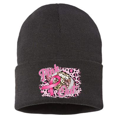 Pink Out Football Breast Cancer Awareness Sustainable Knit Beanie