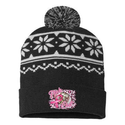 Pink Out Football Breast Cancer Awareness USA-Made Snowflake Beanie