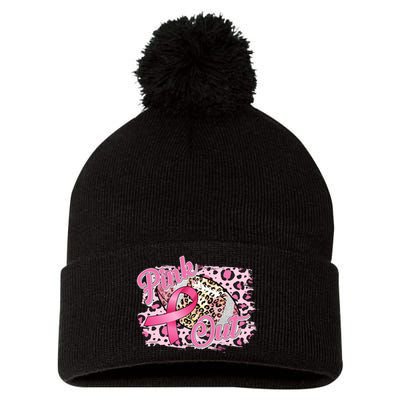 Pink Out Football Breast Cancer Awareness Pom Pom 12in Knit Beanie