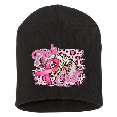 Pink Out Football Breast Cancer Awareness Short Acrylic Beanie